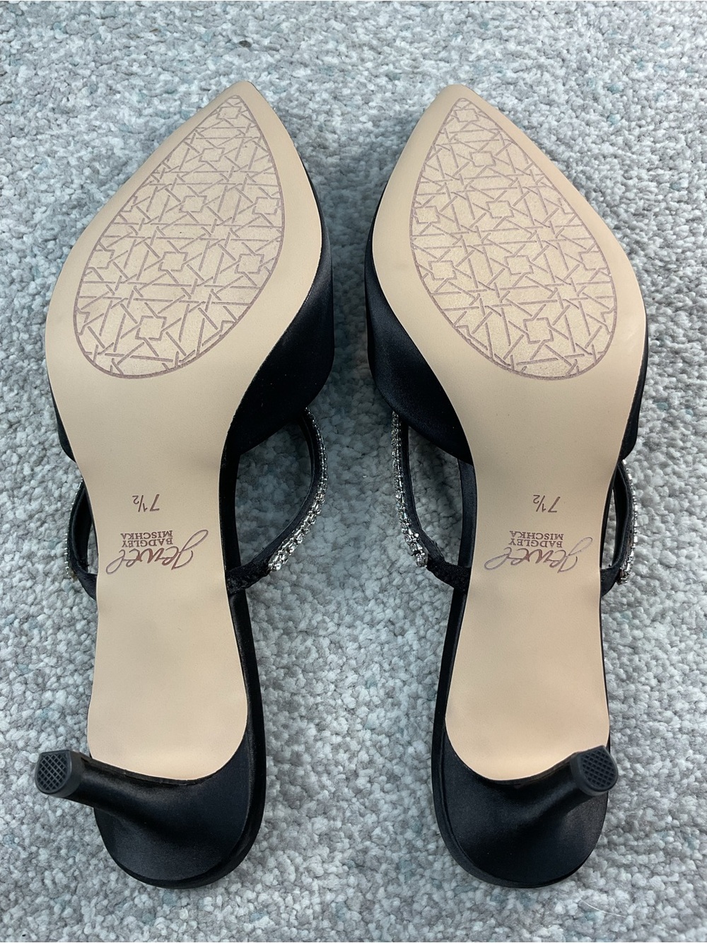 Jewel Badgley Mischka Jan Black Satin Rhinestone Mule Pumps Heels Size 7.5 (NIB) - Picture 12 of 15